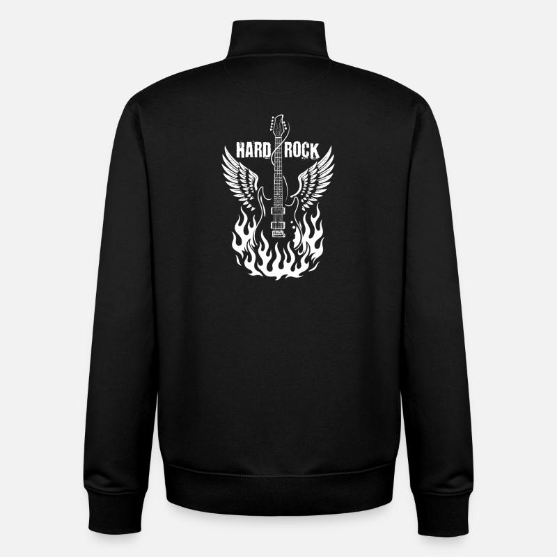 Guitare éclair avec ailes et flammes - Sweat zippé unisexe en coton bio Stanley/Stella - noir