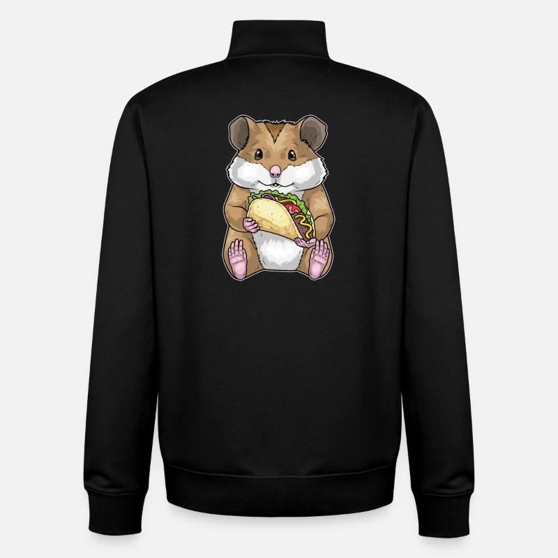 Taco au hamster - Sweat zippé unisexe en coton bio Stanley/Stella - noir