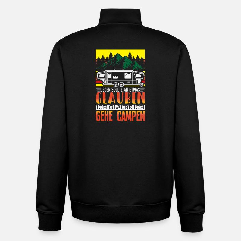 Camper Camping Wohnwagen Spruch - Unisex Organic Zip Sweatshirt von Stanley/Stella - Schwarz