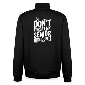 Vergessen Sie nicht meinen Seniorenrabatt - Unisex Organic Zip Sweatshirt von Stanley/Stella - Schwarz - Hinten - AI Model Male 185 light (185cm)