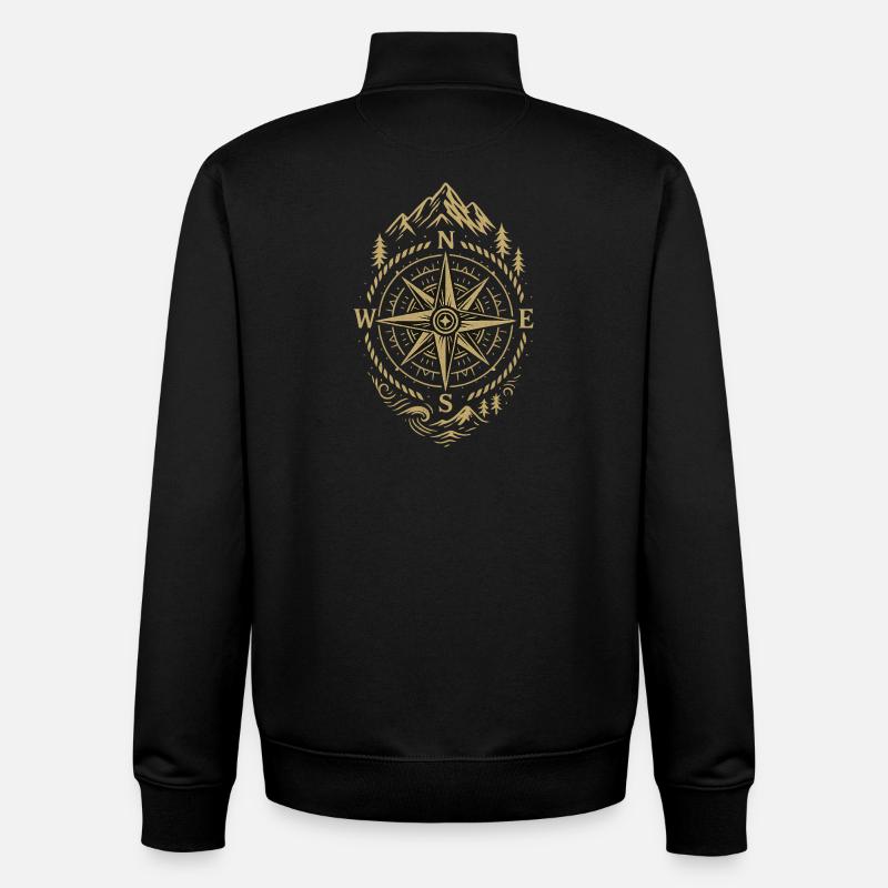 Compass Retro Compass Hipster Gift - Unisex Organic Zip Sweatshirt by Stanley/Stella - black