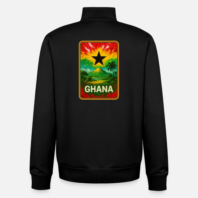 Ghana Pride – Art du style drapeau - Sweat zippé unisexe en coton bio Stanley/Stella - noir
