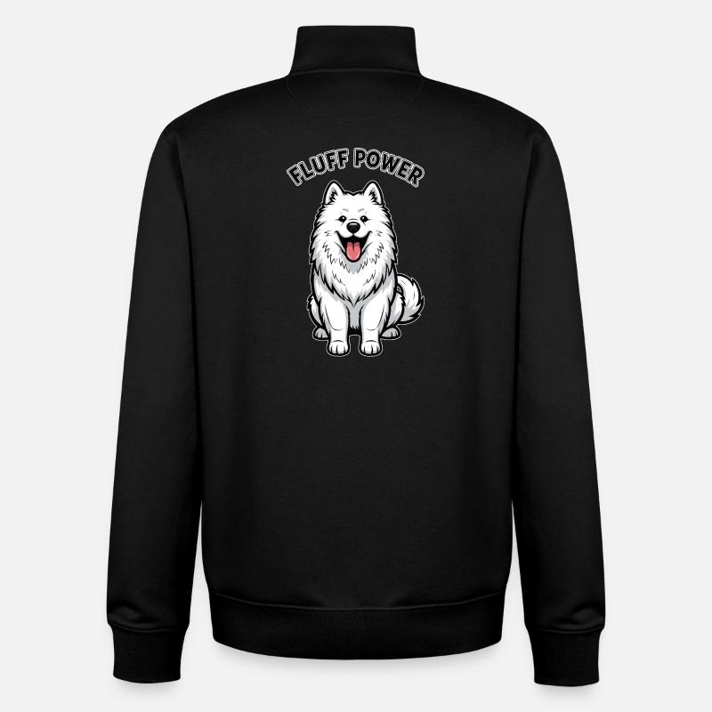 Samoyède Fluff Puissance Mignon Moelleux - Sweat zippé unisexe en coton bio Stanley/Stella - noir