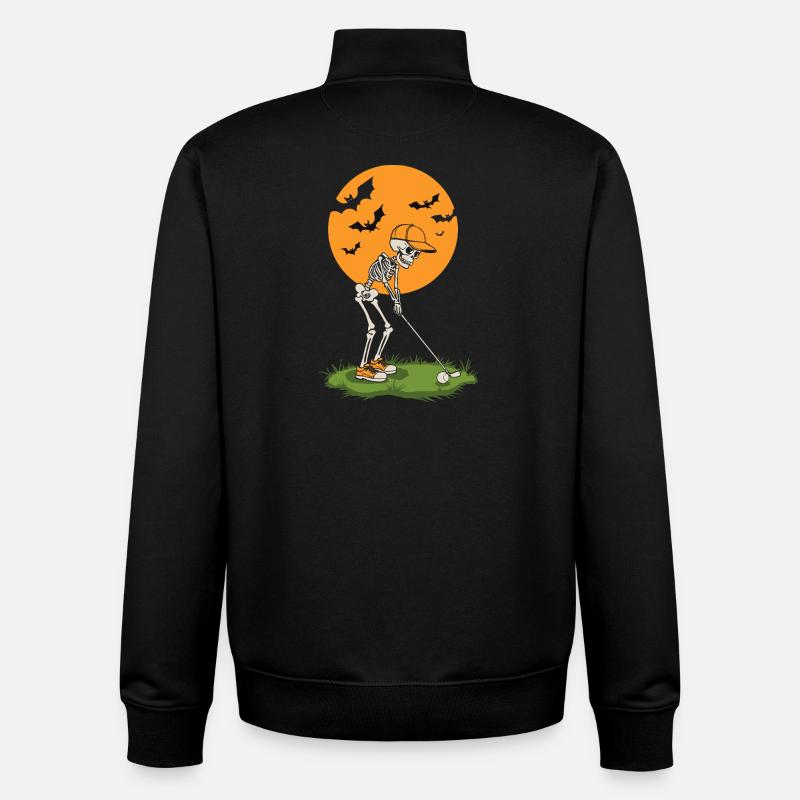 Skeleton Golf bei Mondschein - Unisex Organic Zip Sweatshirt von Stanley/Stella - Schwarz