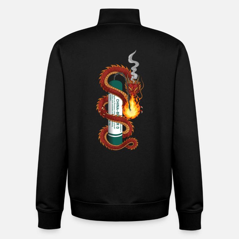 Pyro Dragon - Sweat zippé unisexe en coton bio Stanley/Stella - noir