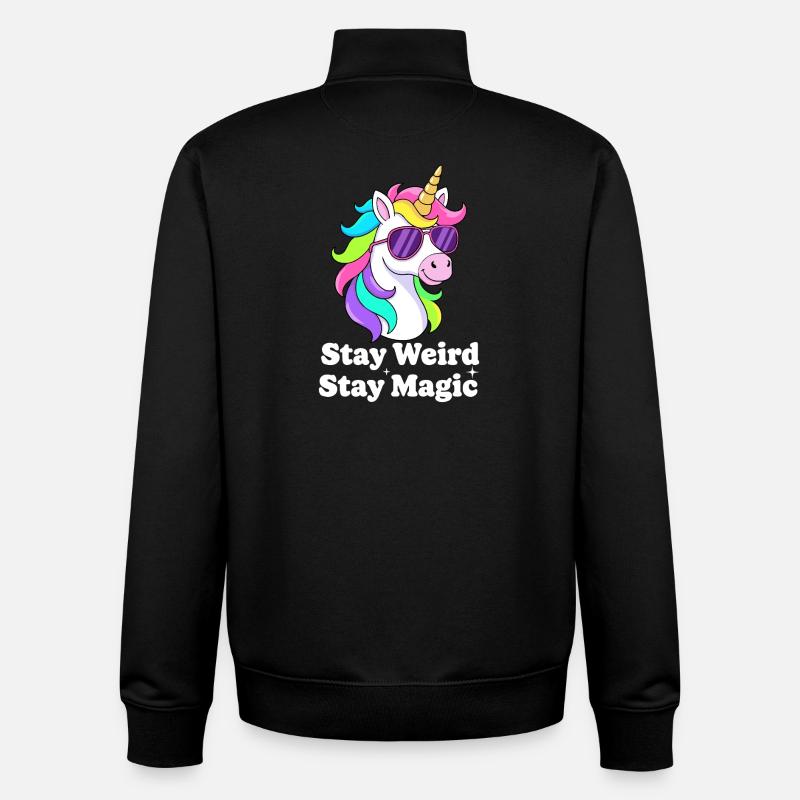 Buntes Einhorn mit Sonnenbrille - Unisex Organic Zip Sweatshirt von Stanley/Stella - Schwarz