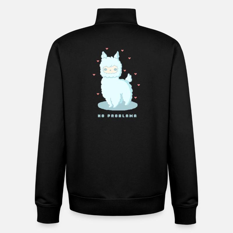 No Problama – Funny Llama Design - Unisex Organic Zip Sweatshirt by Stanley/Stella - black