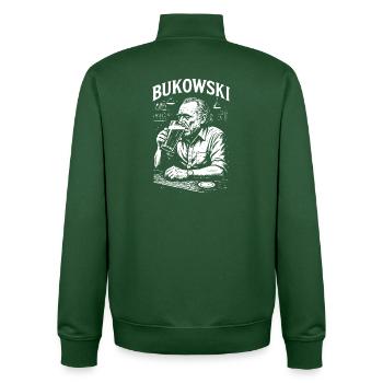 Charles Bukowski Bar-Porträt - Unisex Organic Zip Sweatshirt von Stanley/Stella - Flaschengrün - Hinten - AI Model Male 185 dark (185cm)