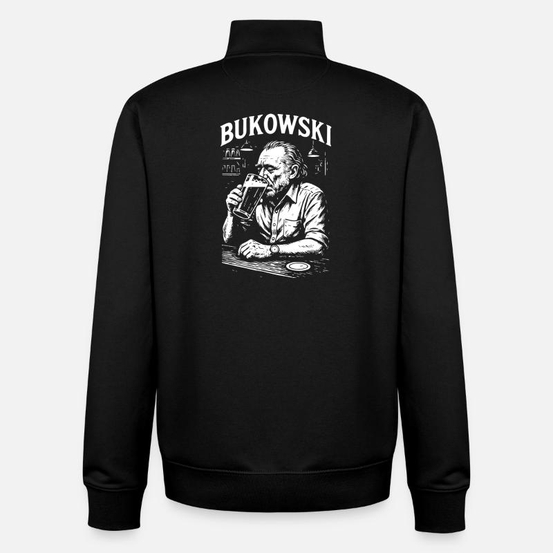 Charles Bukowski Bar Portrait - Unisex Organic Zip Sweatshirt by Stanley/Stella - black