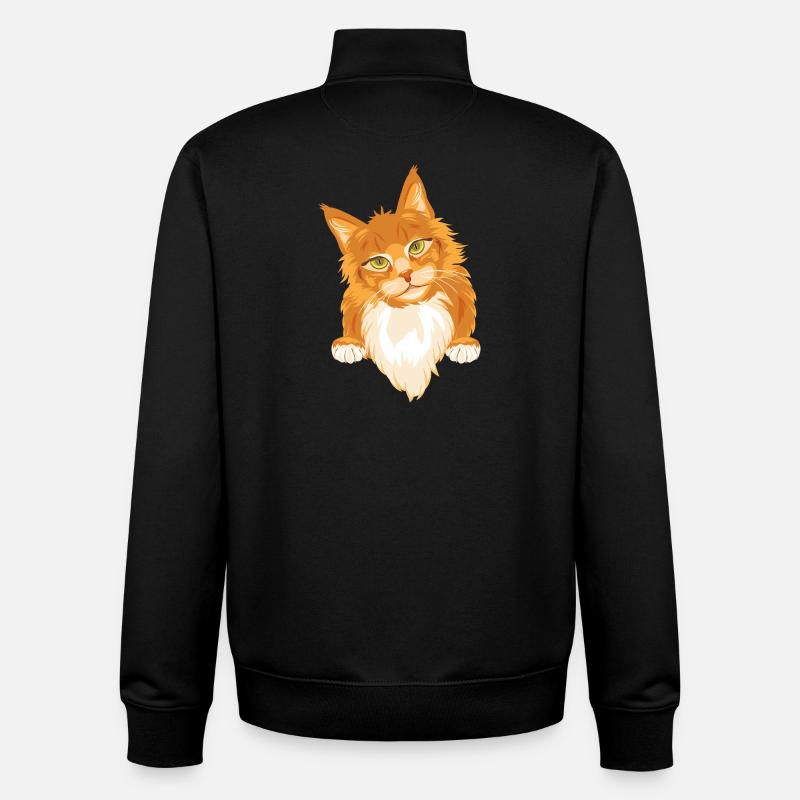 Chat roux timide et mignon - Sweat zippé unisexe en coton bio Stanley/Stella - noir