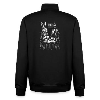 Café-Kaninchen und Affenporträt - Unisex Organic Zip Sweatshirt von Stanley/Stella - Schwarz - Hinten - AI Model Male 185 light (185cm)