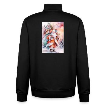 Christmas Watercolor: Santa and Packages - Unisex Organic Zip Sweatshirt by Stanley/Stella - black - Back - AI Model Male 185 light (185cm)