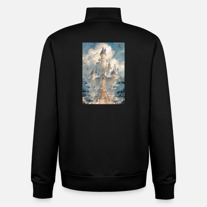 Château Céleste Enneigé - Sweat zippé unisexe en coton bio Stanley/Stella - noir