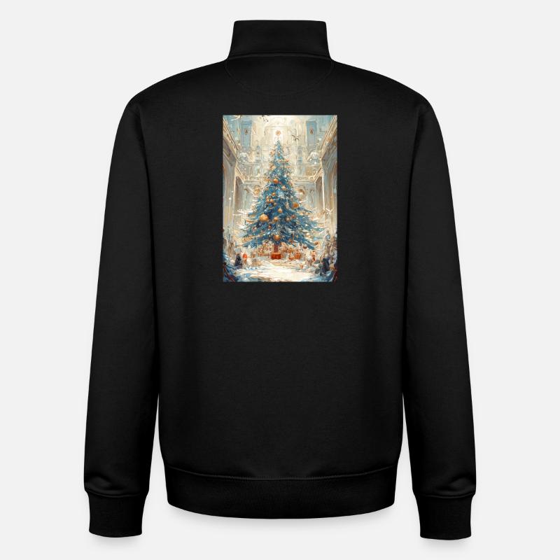 Aurora Blue Weihnachtskathedrale - Unisex Organic Zip Sweatshirt von Stanley/Stella - Schwarz