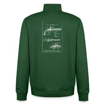Vintage pistol patent blueprint - Unisex Organic Zip Sweatshirt by Stanley/Stella - bottle green - Back - AI Model Male 185 dark (185cm)