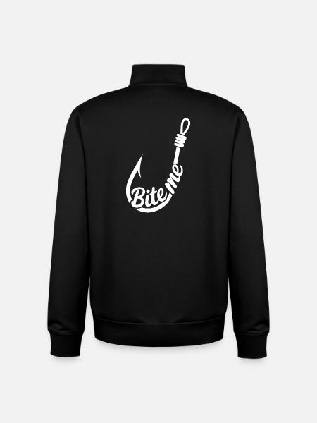 BiteMe Hooked Fishing Graphic - Unisex Organic Zip Sweatshirt by Stanley/Stella - black