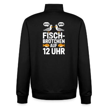  Moin Moin Fischbrötchen Auf 12 Uhr Lustiger Möwen - Unisex Organic Zip Sweatshirt von Stanley/Stella - Schwarz - Hinten - AI Model Male 185 light (185cm)