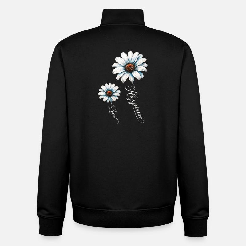 Blaue Gänseblümchen, Glück und Liebe - Unisex Organic Zip Sweatshirt von Stanley/Stella - Schwarz