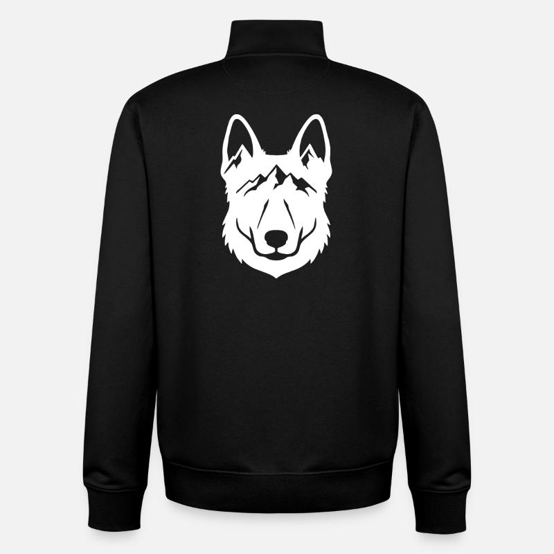 Mountain Wolf Line Art - Unisex Organic Zip Sweatshirt by Stanley/Stella - black