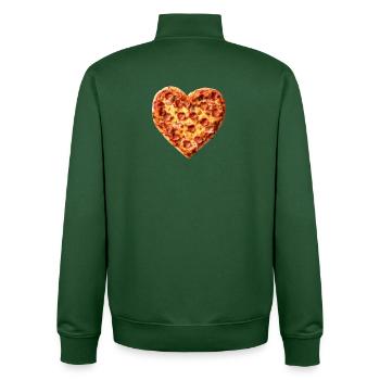 Motif de pizza au cœur pepperoni - Sweat zippé unisexe en coton bio Stanley/Stella - vert bouteille - Dos - AI Model Male 185 dark (185cm)