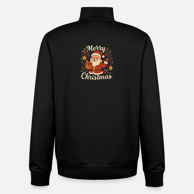 Frohe Weihnachtsmann-Geschenk-Illustration - Unisex Organic Zip Sweatshirt von Stanley/Stella - Schwarz