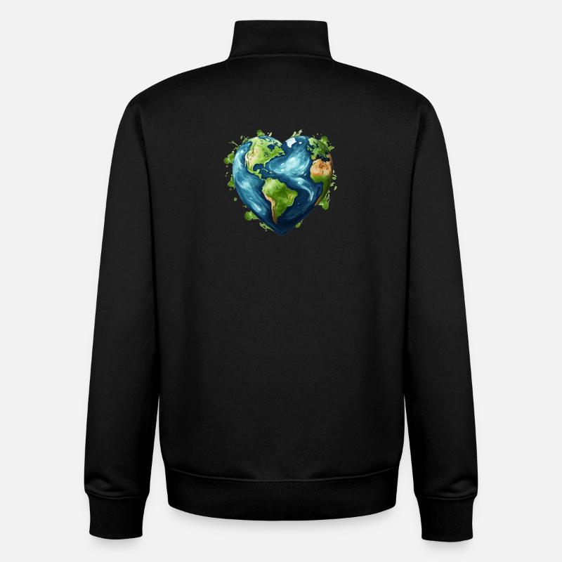 Liebe unsere Erde - Unisex Organic Zip Sweatshirt von Stanley/Stella - Schwarz