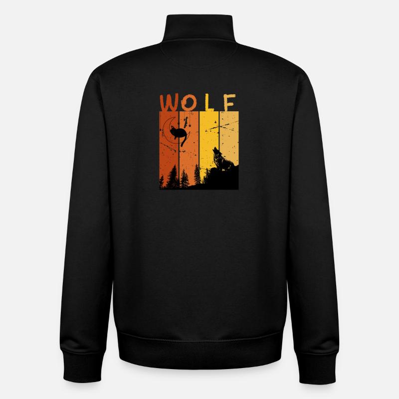 Retro-Wolf - Unisex Organic Zip Sweatshirt von Stanley/Stella - Schwarz