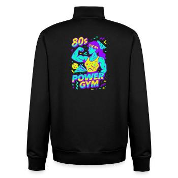 Années 80 Power Gym / Femme forte - Sweat zippé unisexe en coton bio Stanley/Stella - noir - Dos - AI Model Male 185 light (185cm)