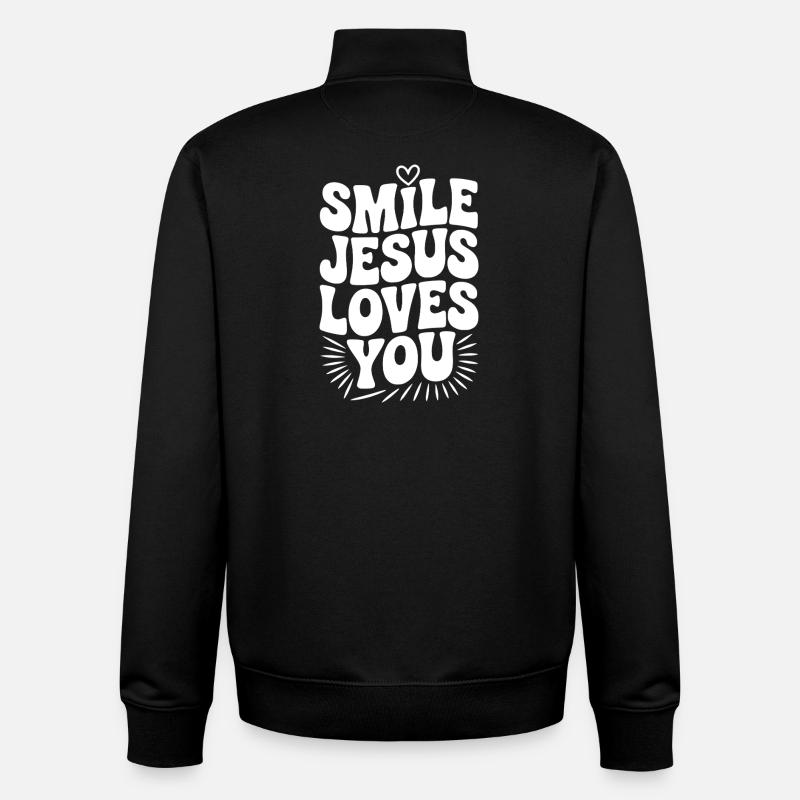 Lächle Jesus Liebe dich - Unisex Organic Zip Sweatshirt von Stanley/Stella - Schwarz