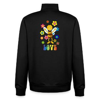 Schlager Bee – Fête, amour et ambiance rétro - Sweat zippé unisexe en coton bio Stanley/Stella - noir - Dos - AI Model Male 185 light (185cm)