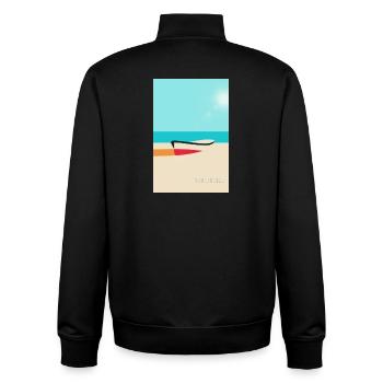Bateau sur la plage – Affiche des vacances d’été - Sweat zippé unisexe en coton bio Stanley/Stella - noir - Dos - AI Model Male 185 light (185cm)