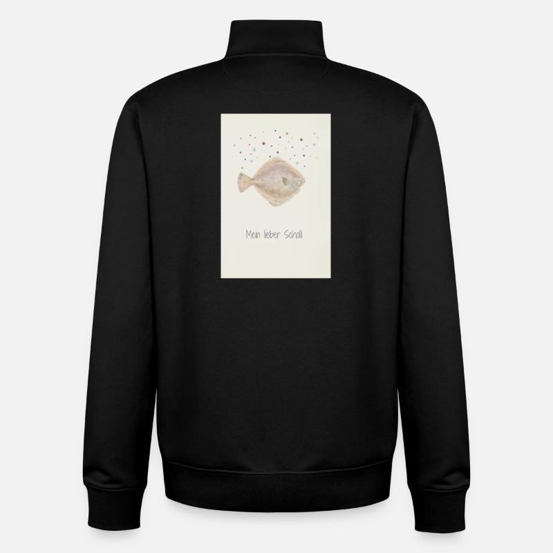 Mon cher Scholli fish design - Sweat zippé unisexe en coton bio Stanley/Stella - noir