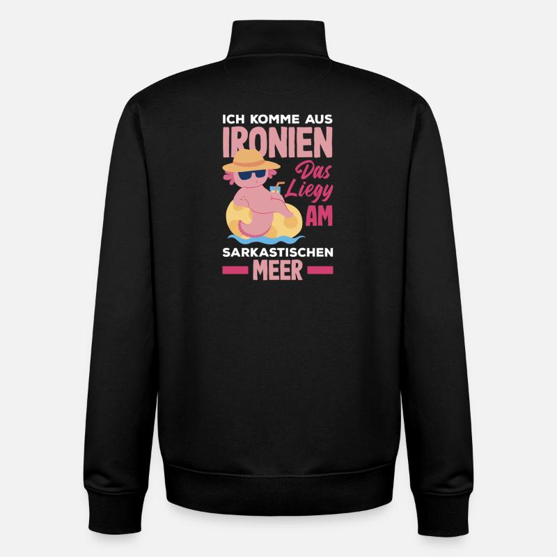 Je viens des ironies – Mer sarcastique - Sweat zippé unisexe en coton bio Stanley/Stella - noir