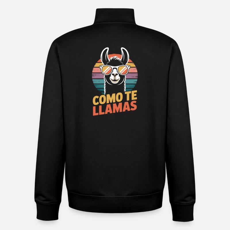 Como te llamas Lama - Sweat zippé unisexe en coton bio Stanley/Stella - noir