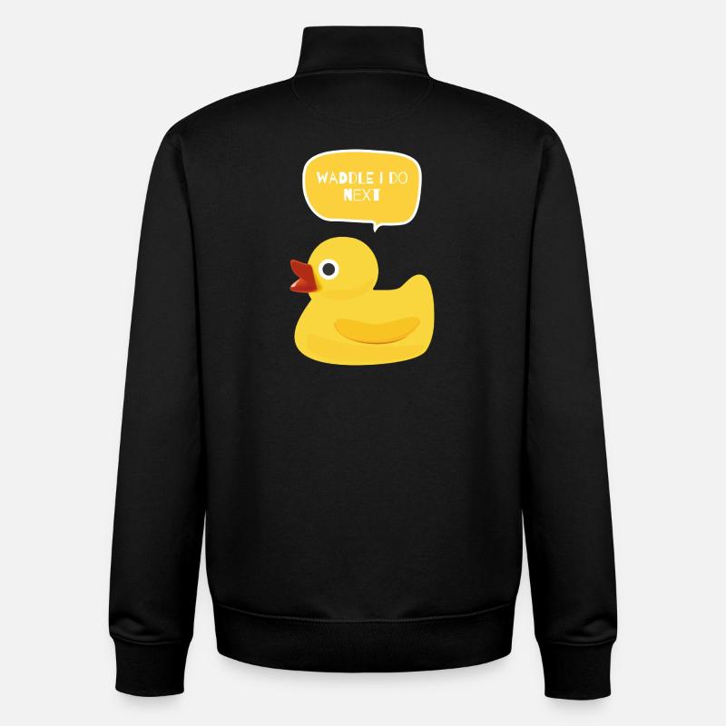 Waddle I Do Next Duck Design - Unisex Organic Zip Sweatshirt by Stanley/Stella - black