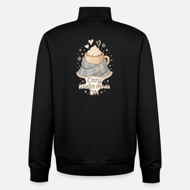 Mode d’hiver douillette – Cozy Winter Cocoa Design - Sweat zippé unisexe en coton bio Stanley/Stella - noir