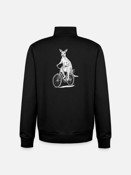 Joey on Bike Kangaroo Illustration - Unisex Organic Zip Sweatshirt by Stanley/Stella - black