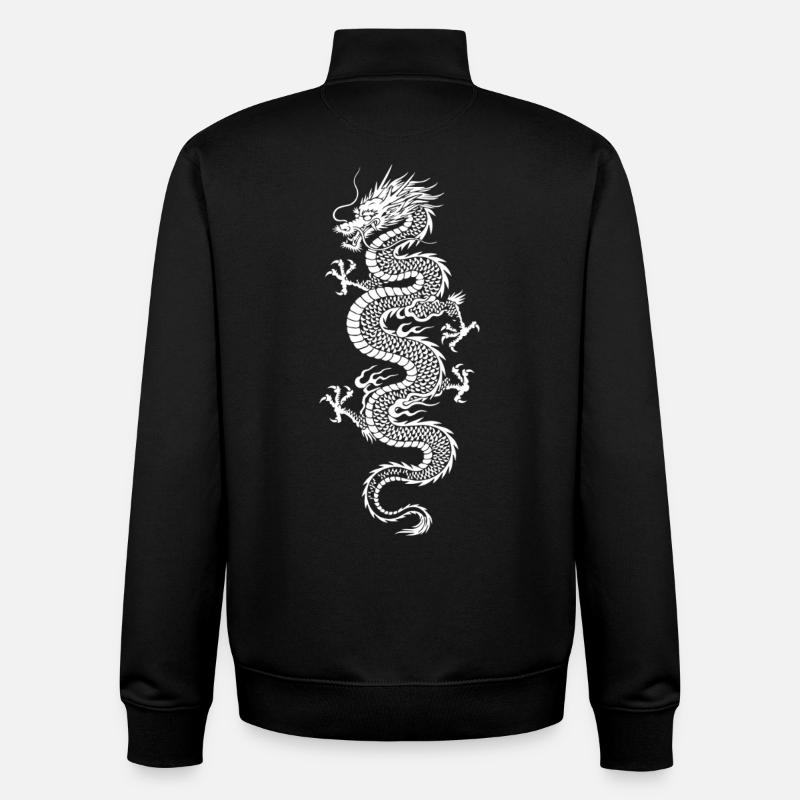 Weiße Drachen-Silhouette - Unisex Organic Zip Sweatshirt von Stanley/Stella - Schwarz