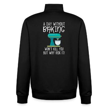 Une journée sans pâtisserie - Sweat zippé unisexe en coton bio Stanley/Stella - noir - Dos - AI Model Male 185 light (185cm)