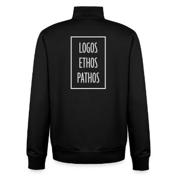 Logos Ethos Pathos Rhetorik Philosophie Student - Unisex Organic Zip Sweatshirt von Stanley/Stella - Schwarz - Hinten - AI Model Male 185 light (185cm)