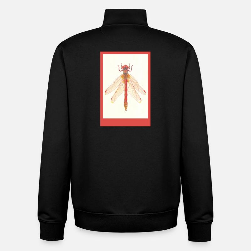 Illustration de la Libellule Rouge - Sweat zippé unisexe en coton bio Stanley/Stella - noir