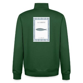 La Sardine Club Vintage Fish Poster Style - Unisex Organic Zip Sweatshirt by Stanley/Stella - bottle green - Back - AI Model Male 185 dark (185cm)