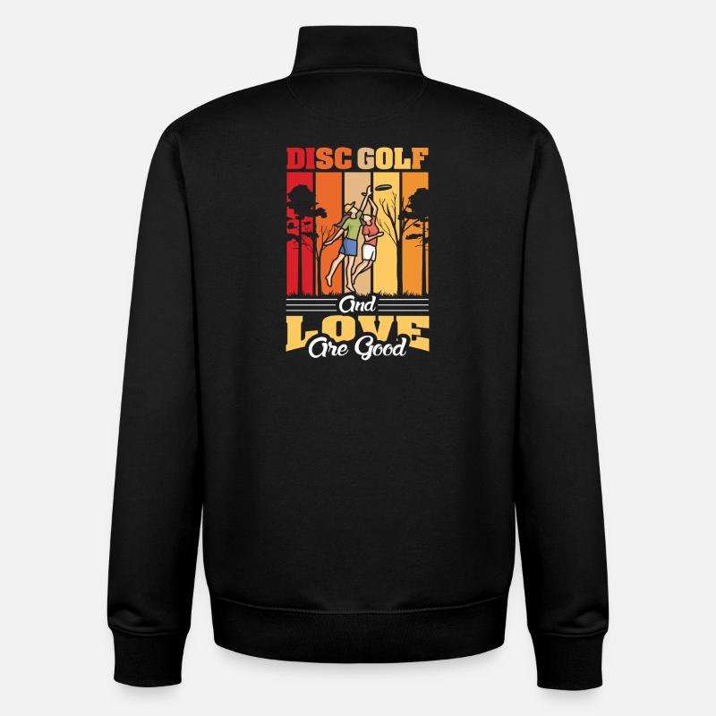 Cadeaux de disc golf Disc Golf - Sweat zippé unisexe en coton bio Stanley/Stella - noir