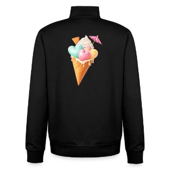 Herz Eis in Waffel Illustration  - Unisex Organic Zip Sweatshirt by Stanley/Stella - black - Back - AI Model Male 185 light (185cm)