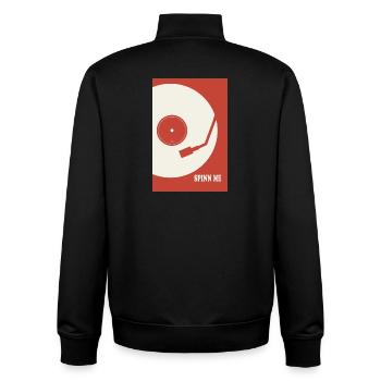 Spin Me – Poster vinyle rétro pour platine - Sweat zippé unisexe en coton bio Stanley/Stella - noir - Dos - AI Model Male 185 light (185cm)