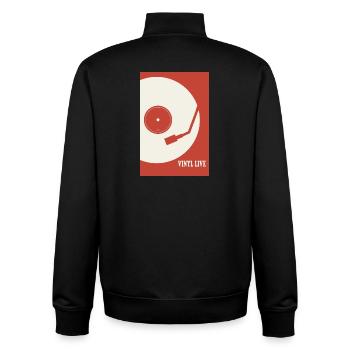 Vinyl Life – Affiche rétro de platine - Sweat zippé unisexe en coton bio Stanley/Stella - noir - Dos - AI Model Male 185 light (185cm)