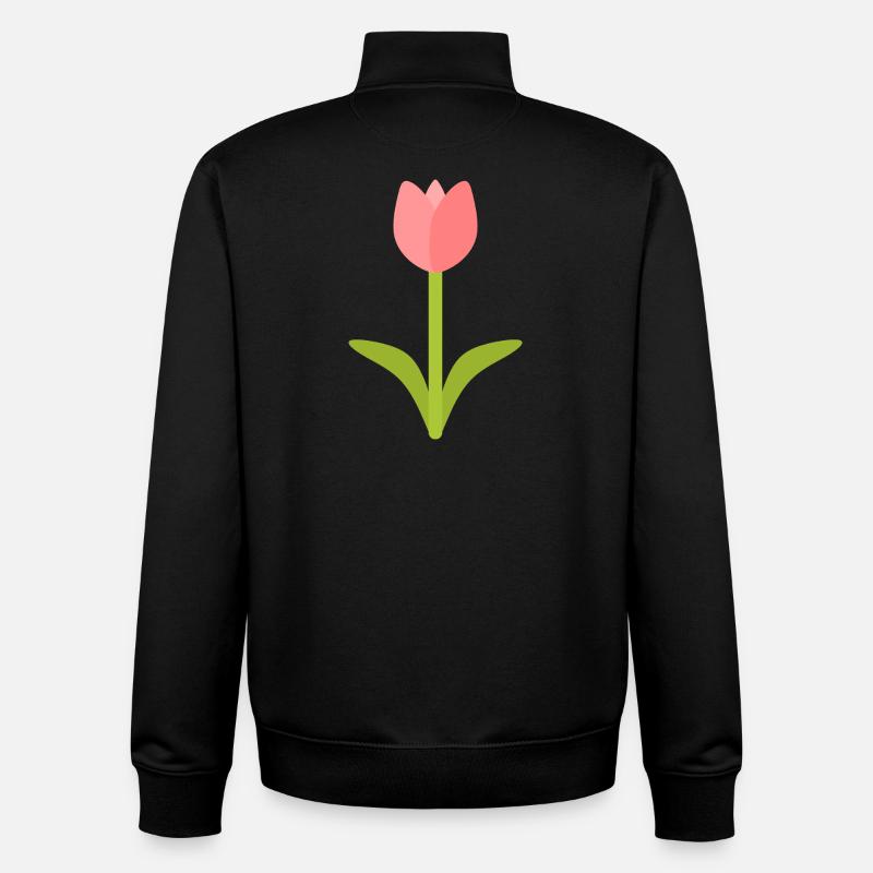 Silhouette de tulipe en fleurs - Sweat zippé unisexe en coton bio Stanley/Stella - noir