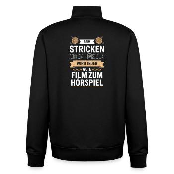 Stricken oder Häkeln Hörspielzauber - Unisex Organic Zip Sweatshirt von Stanley/Stella - Schwarz - Hinten - AI Model Male 185 light (185cm)
