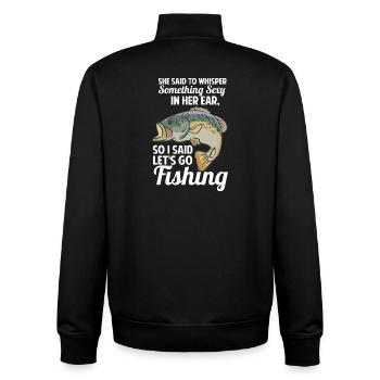 Fishing funny saying fishing - Unisex Organic Zip Sweatshirt by Stanley/Stella - black - Back - AI Model Male 185 light (185cm)