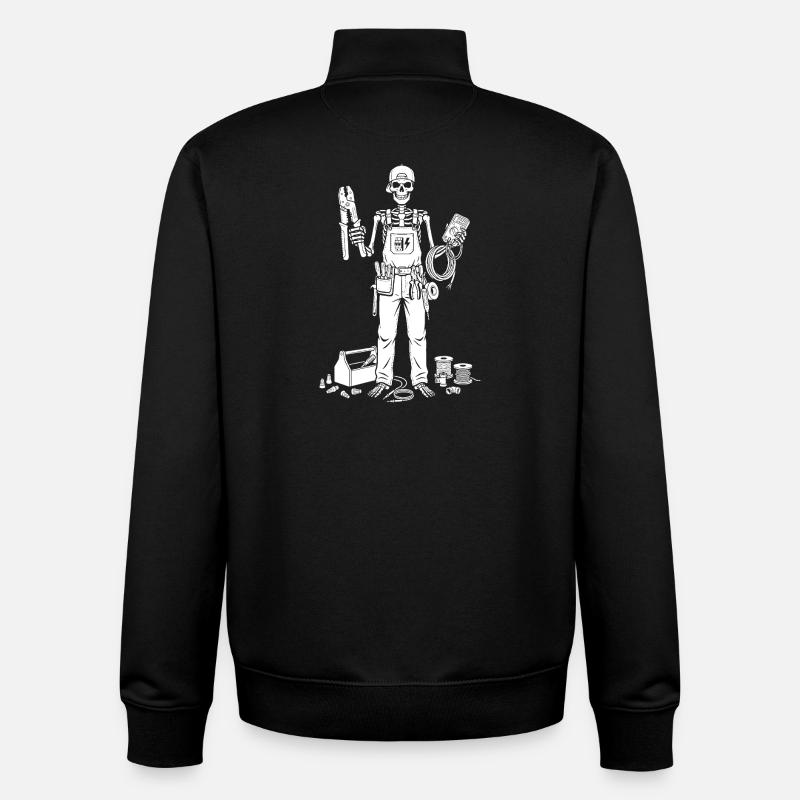 Skeleton Electrician with Toolkit - Unisex Organic Zip Sweatshirt by Stanley/Stella - black